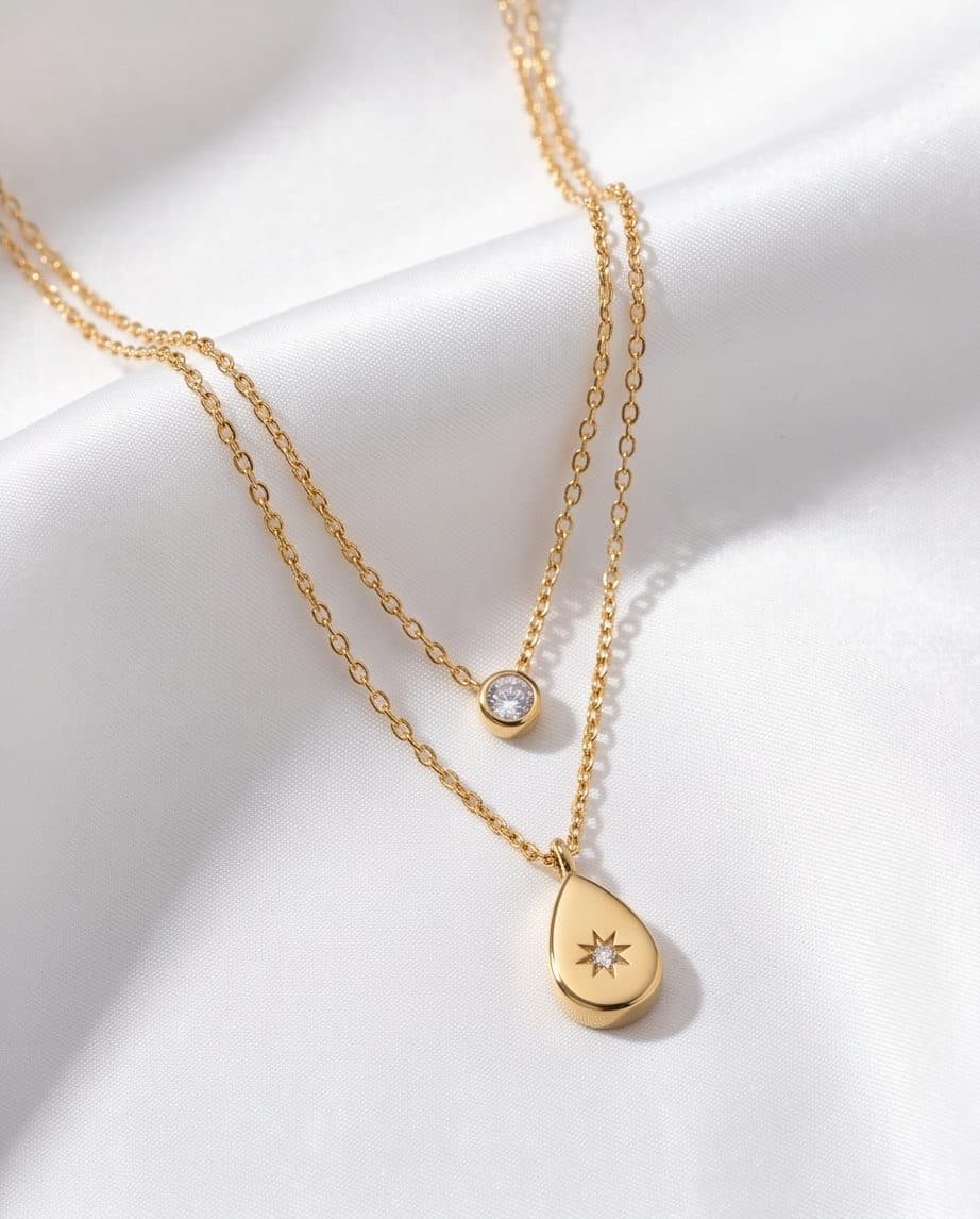 Solitaire Double Chain Necklace