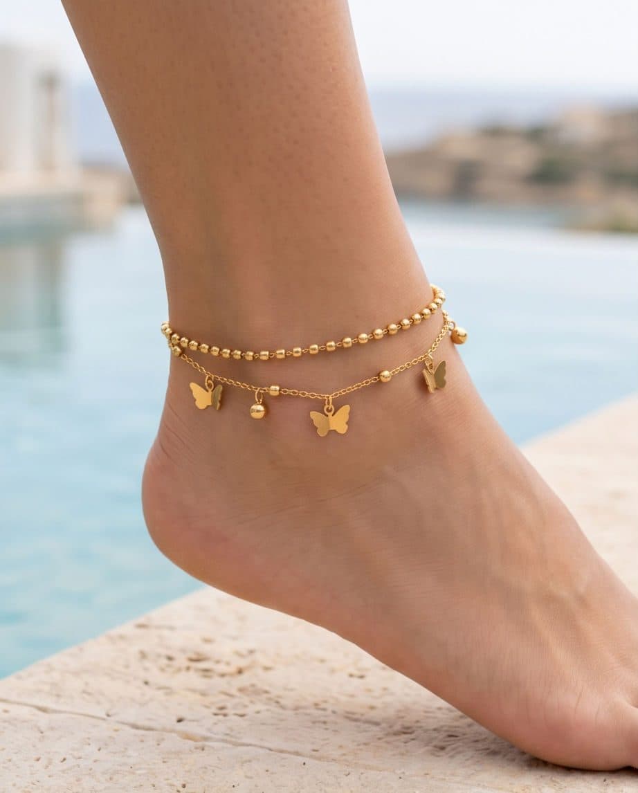 Butterfly Layered Anklet